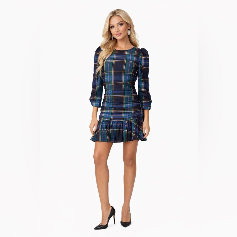 Tanya Taylor Long Sleeve Dress Size 18 Color Blue Green